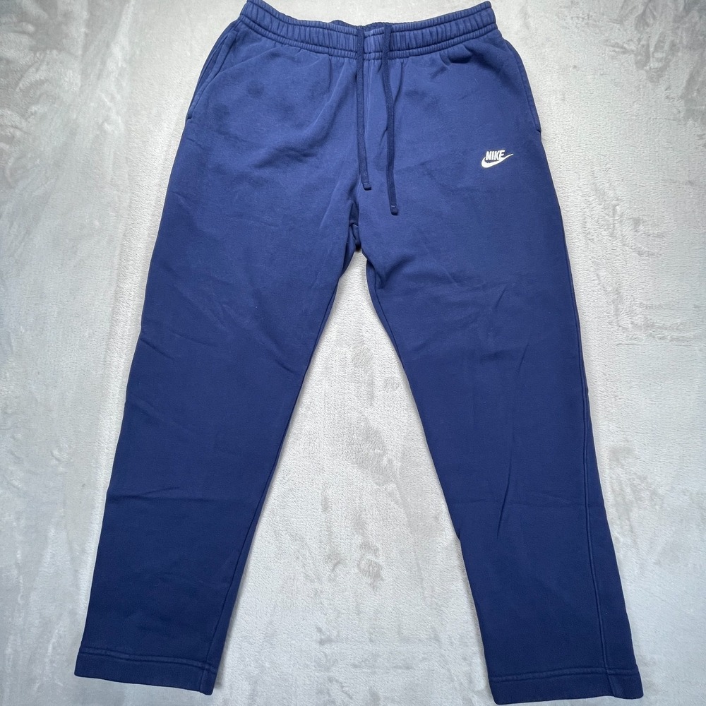 Nike Sportswear Club Fleece Sweatpants Mens Large Blue Swoosh Logo Drawstring